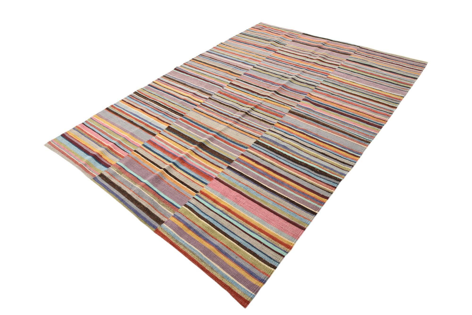 4' 7 x 6' 5 Hand Woven Kilim Modern Wool Rug