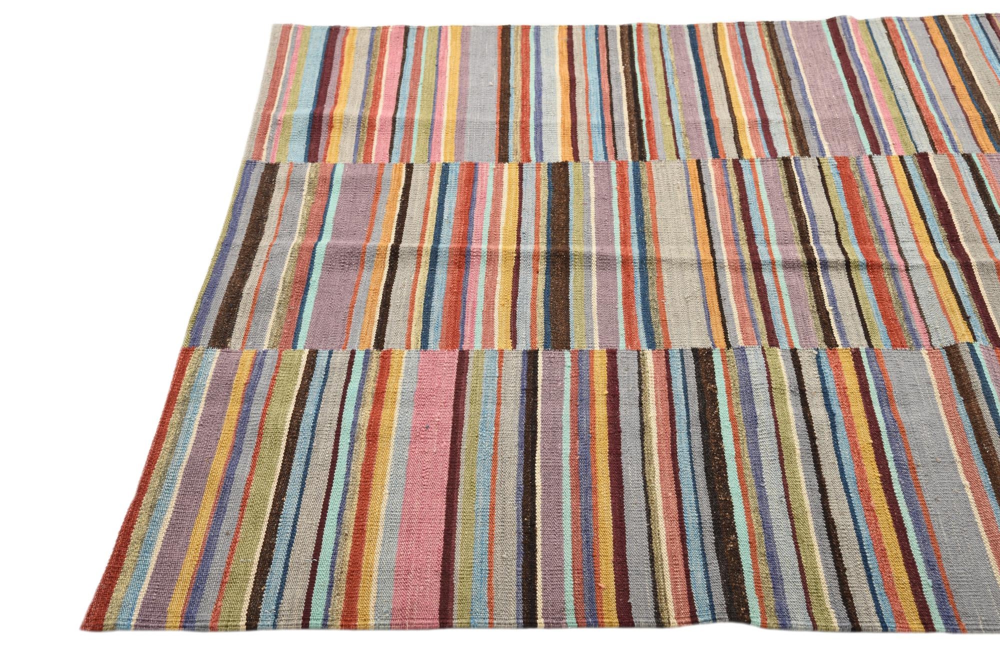 4' 7 x 6' 5 Hand Woven Kilim Modern Wool Rug