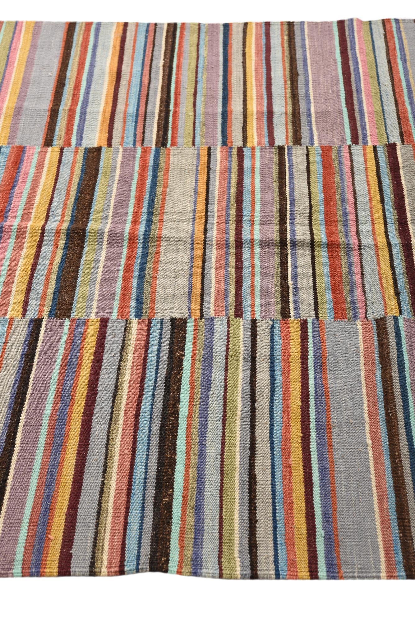 4' 7 x 6' 5 Hand Woven Kilim Modern Wool Rug