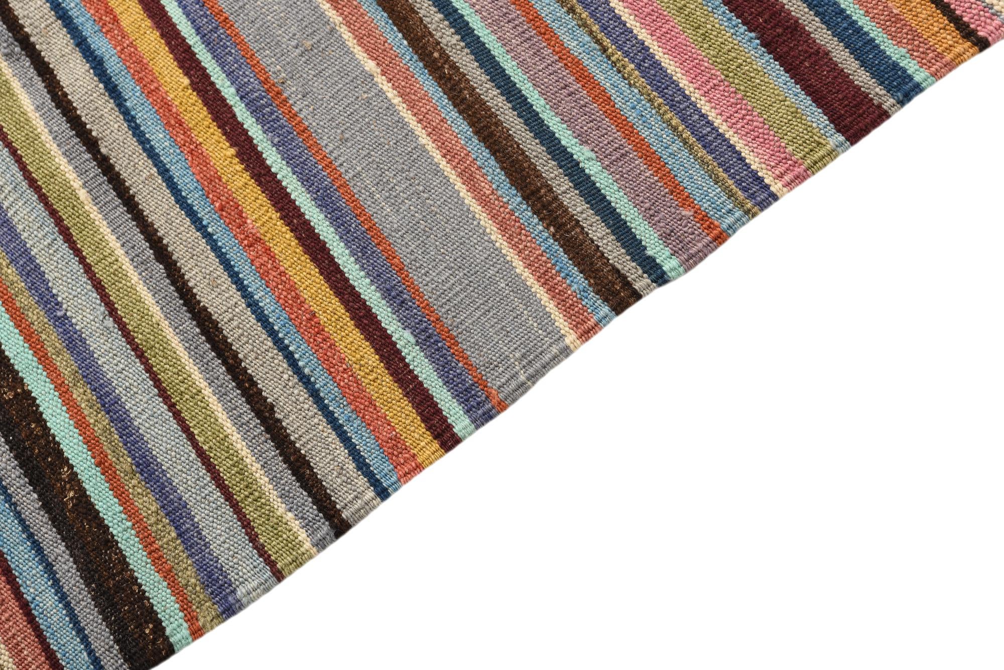 4' 7 x 6' 5 Hand Woven Kilim Modern Wool Rug