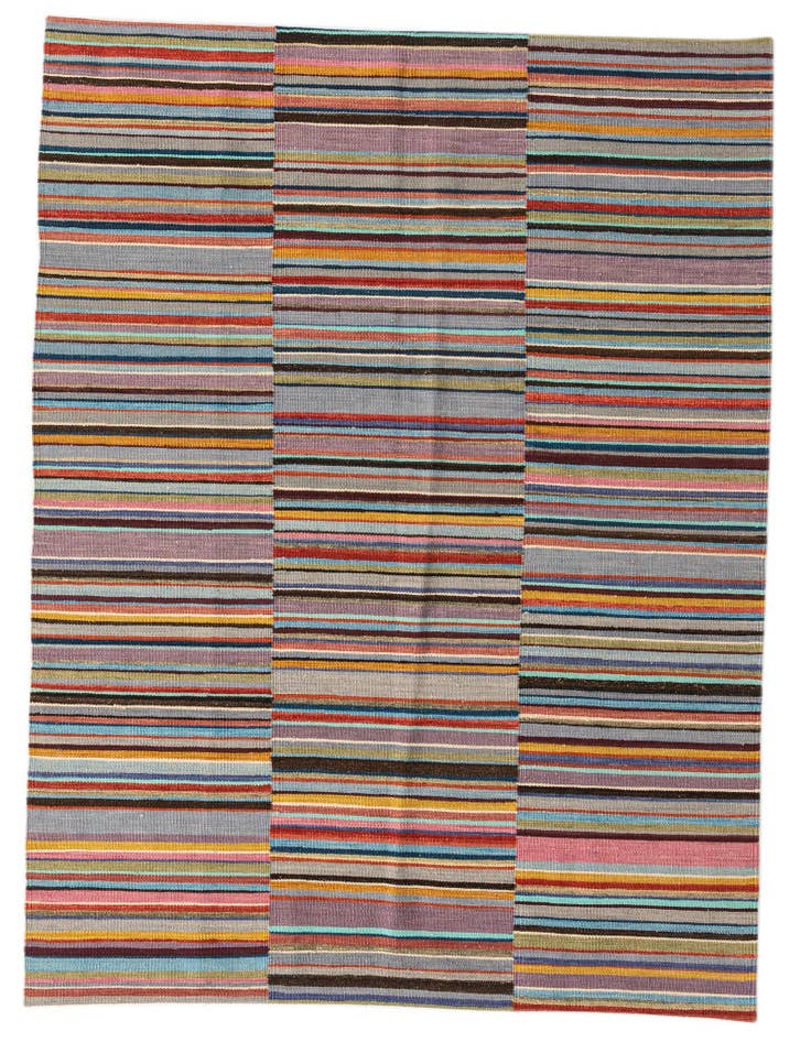 Detail image of 4' 7 x 6' 5 Hand Woven Kilim Modern Wool Rug