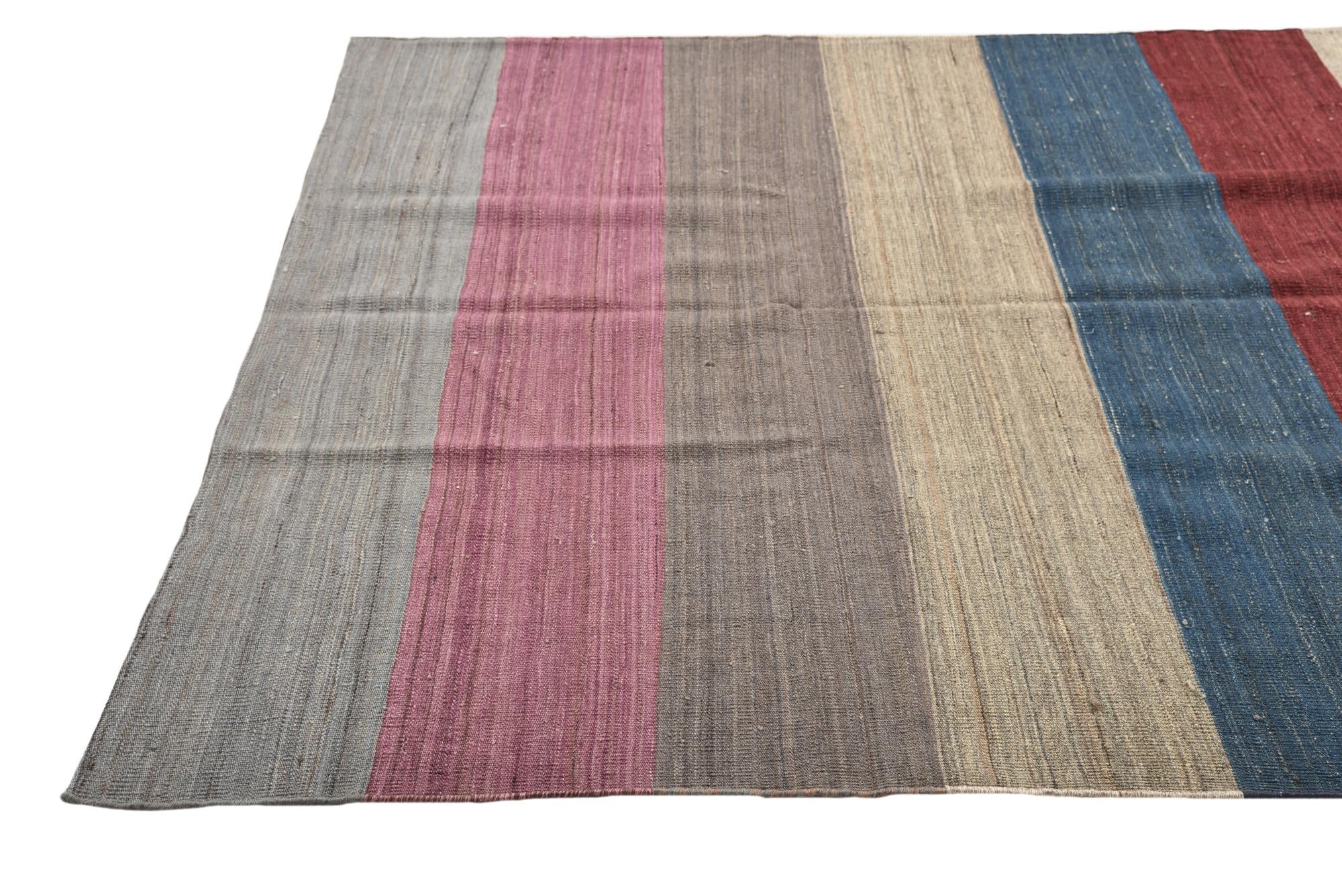 5' 10 x 8' 2 Hand Woven Kilim Modern Wool Rug