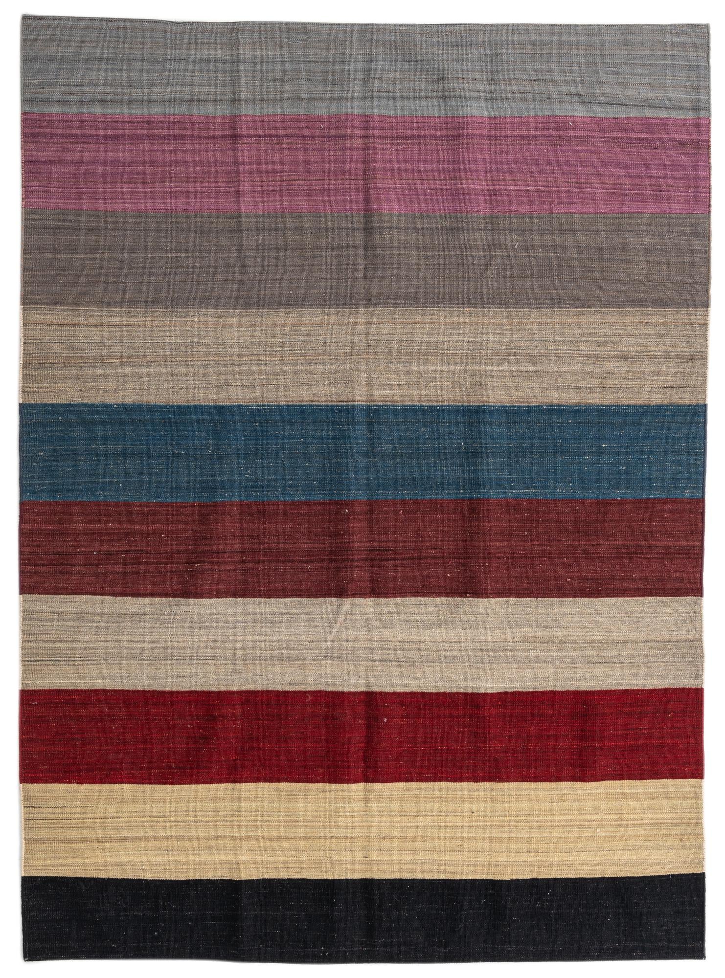 5' 10 x 8' 2 Hand Woven Kilim Modern Wool Rug