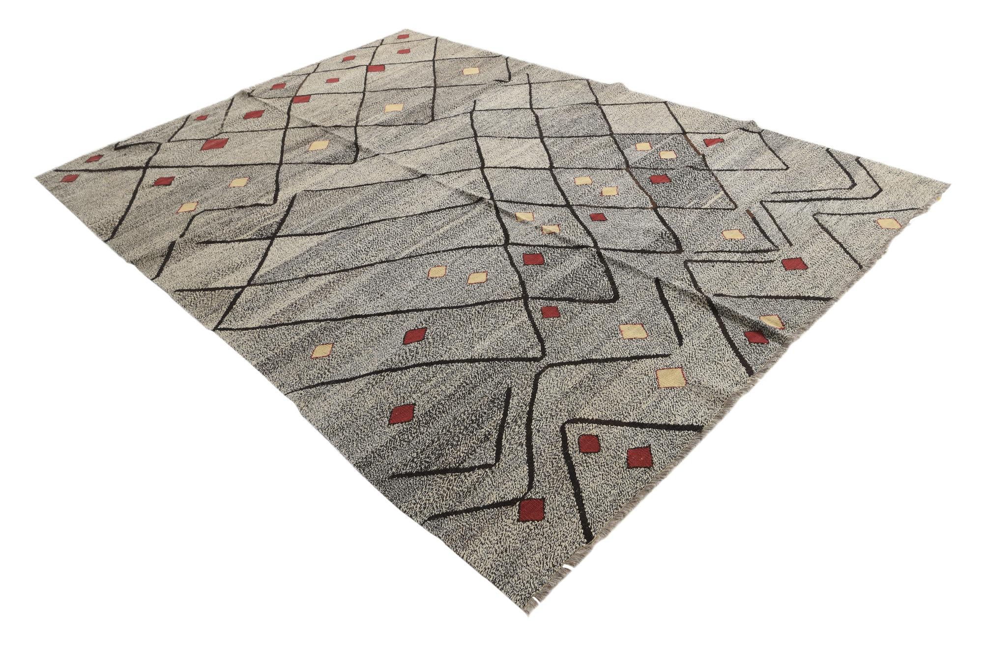 7' 3 x 9' Hand Woven Kilim Modern Wool Rug