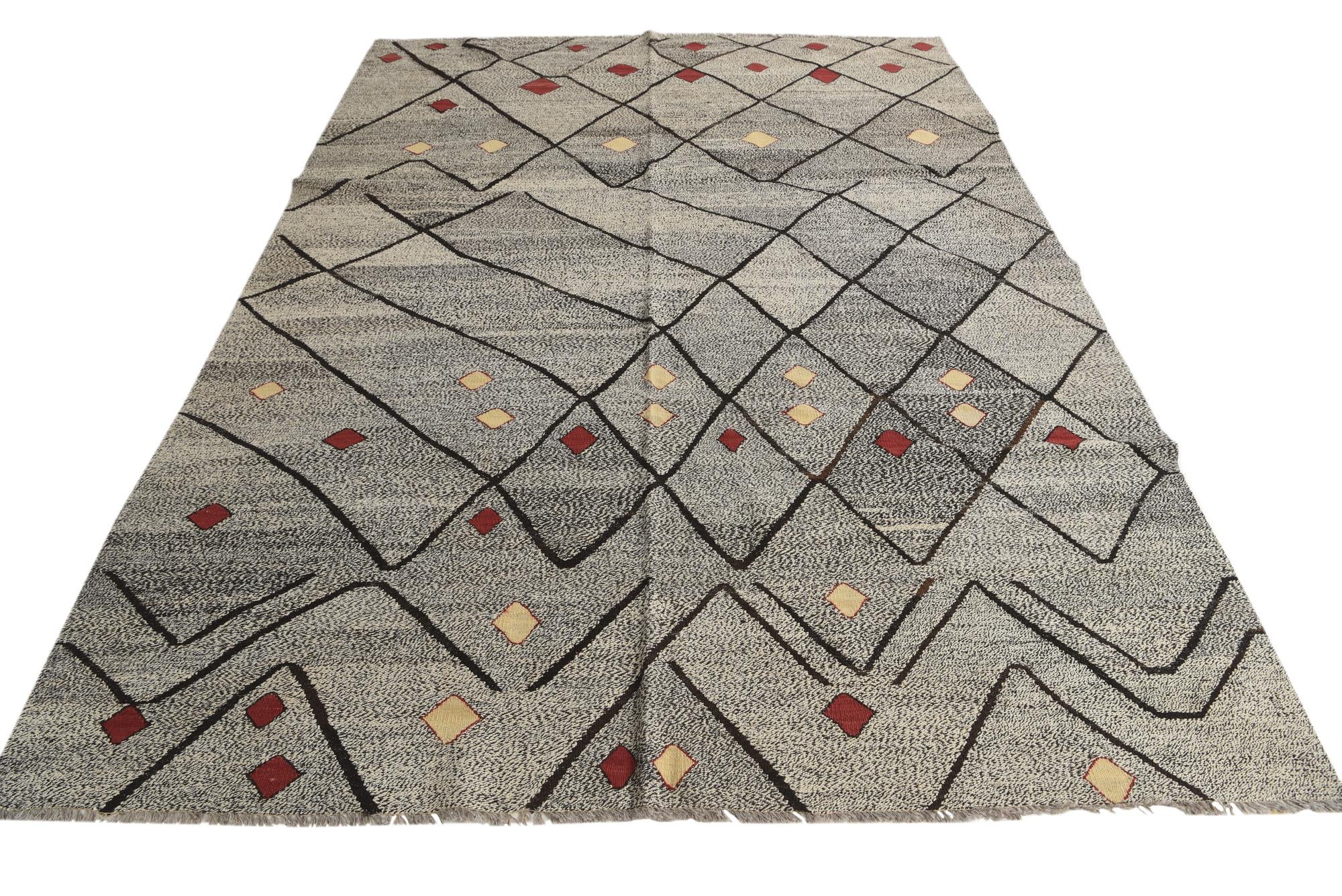 7' 3 x 9' Hand Woven Kilim Modern Wool Rug