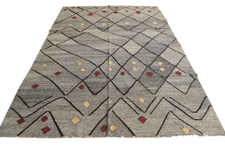 7' 3 x 9' Hand Woven Kilim Modern Wool Rug