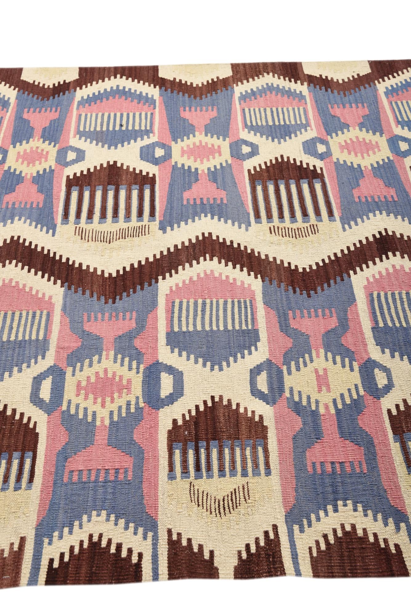 5' 4 x 6' 6 Hand Woven Kilim Modern Wool Rug