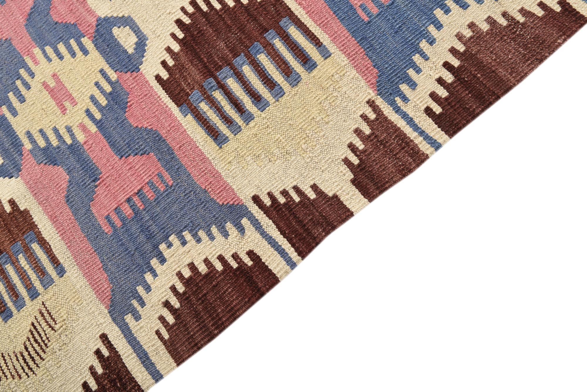 5' 4 x 6' 6 Hand Woven Kilim Modern Wool Rug