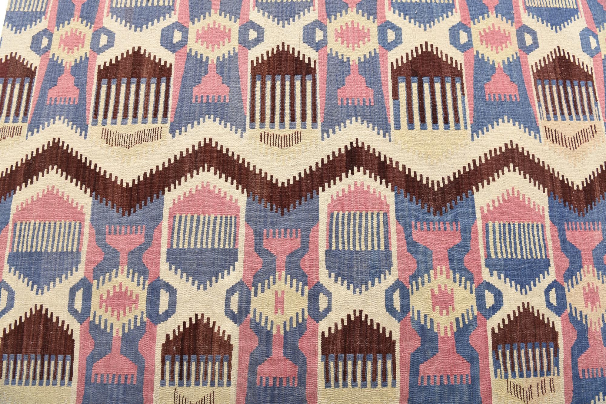 5' 4 x 6' 6 Hand Woven Kilim Modern Wool Rug