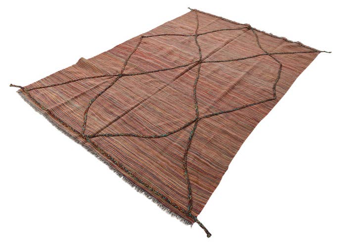 Detail image of 5' 8 x 8' 2 Hand Woven Kilim Modern Wool Rug