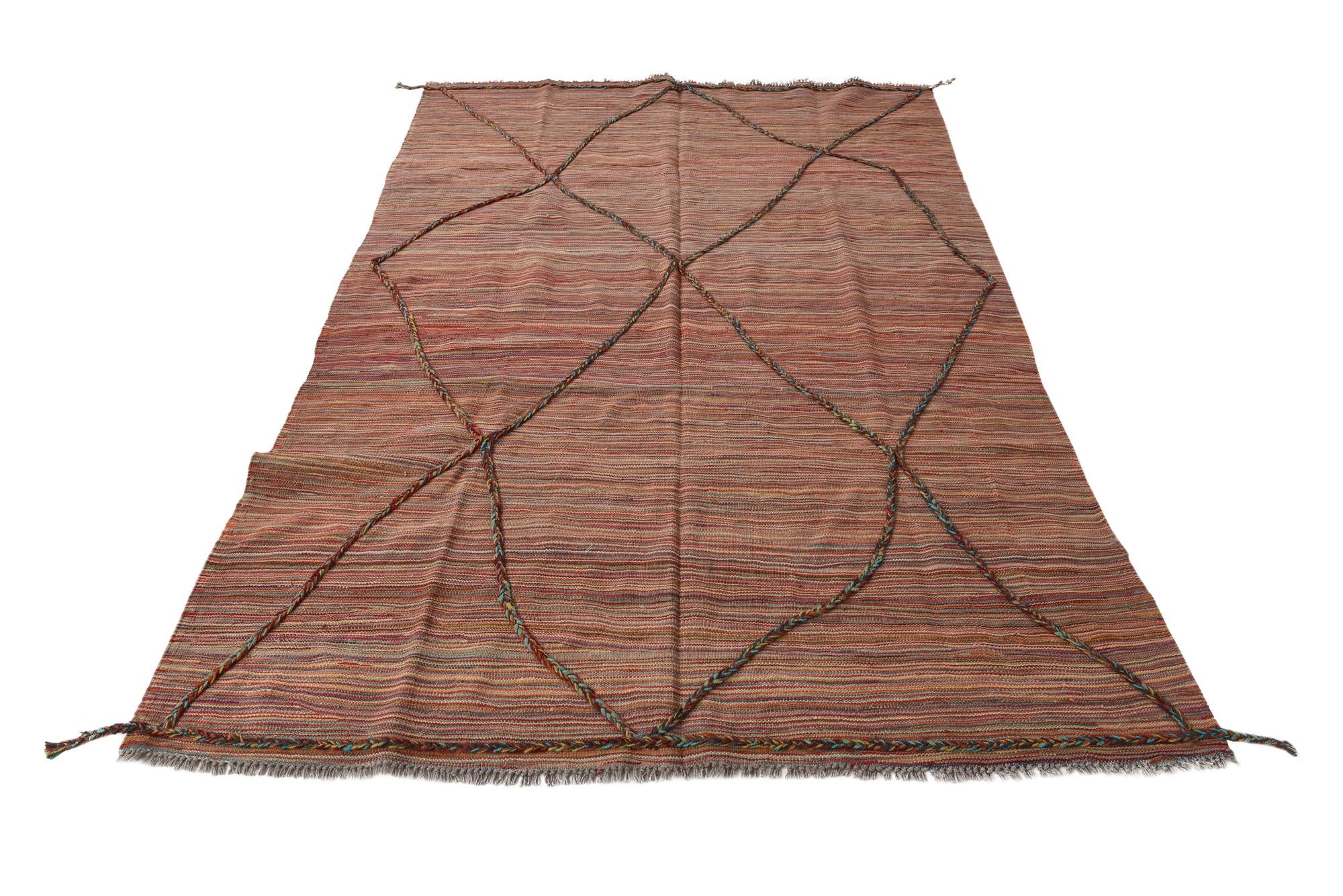 5' 8 x 8' 2 Hand Woven Kilim Modern Wool Rug