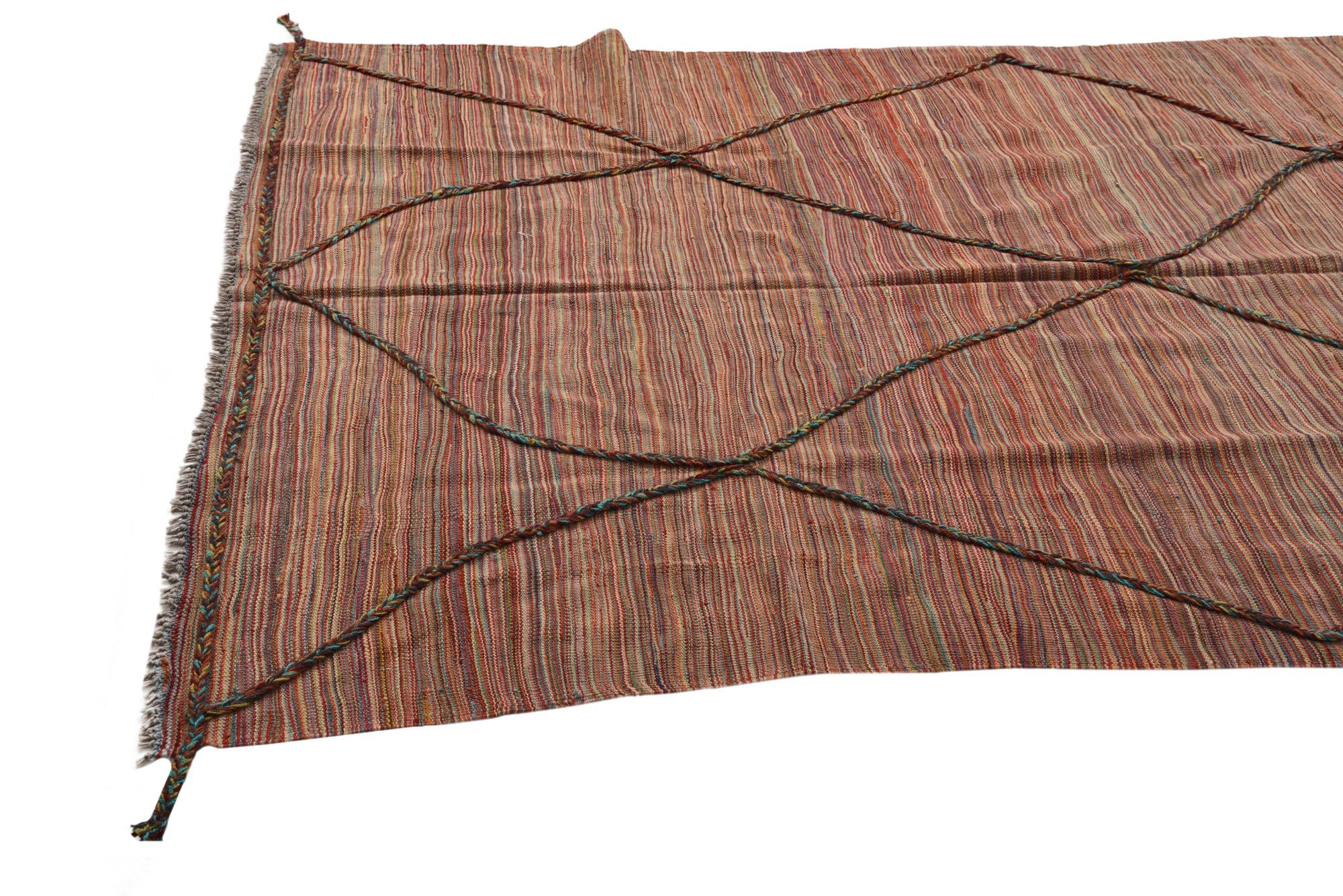 5' 8 x 8' 2 Hand Woven Kilim Modern Wool Rug