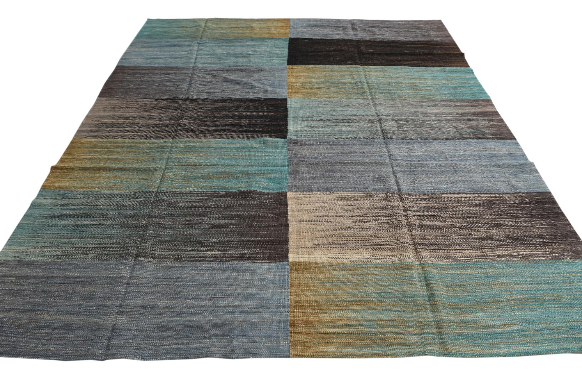 7' 10 x 9' 6 Hand Woven Kilim Modern Wool Rug