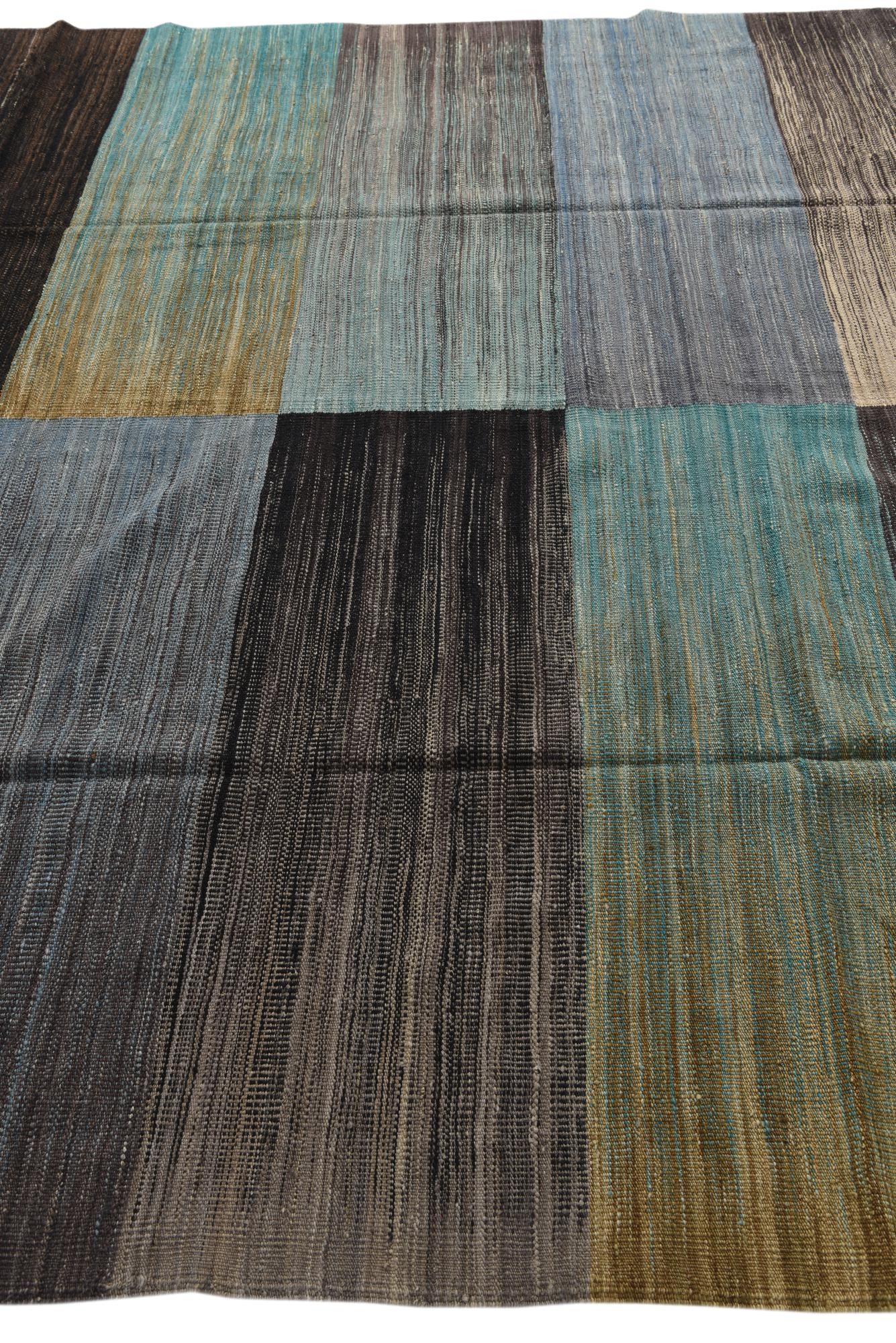 7' 10 x 9' 6 Hand Woven Kilim Modern Wool Rug