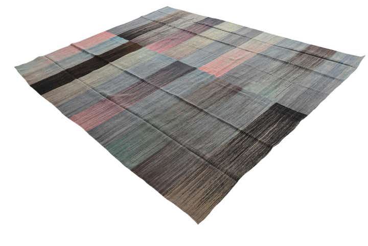 8' 1 x 9' 8 Hand Woven Kilim Modern Wool Rug