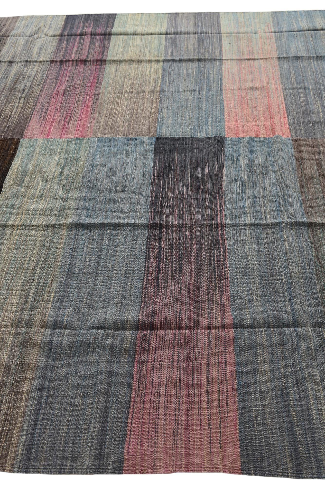 8' 1 x 9' 8 Hand Woven Kilim Modern Wool Rug