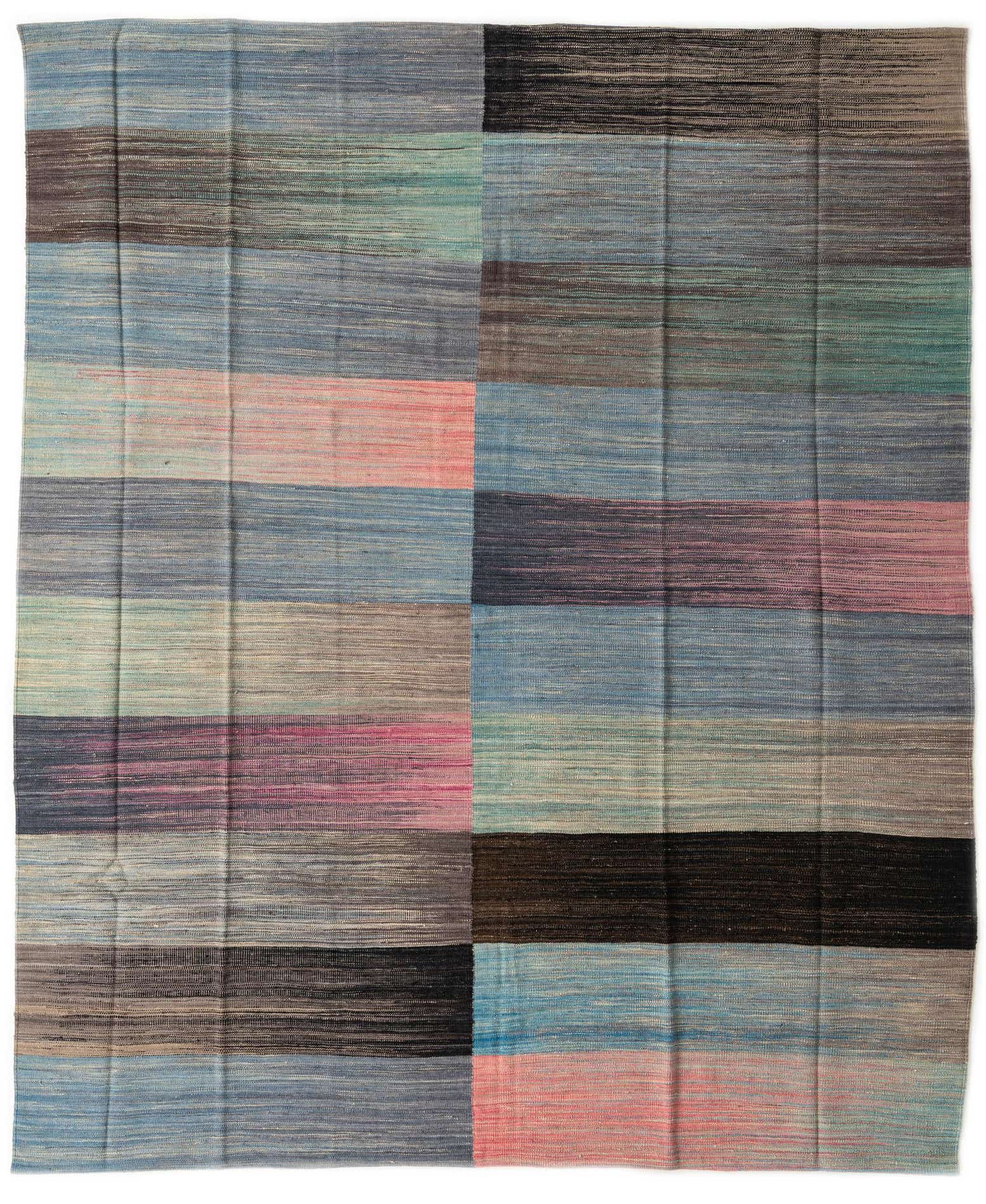 8' 1 x 9' 8 Hand Woven Kilim Modern Wool Rug