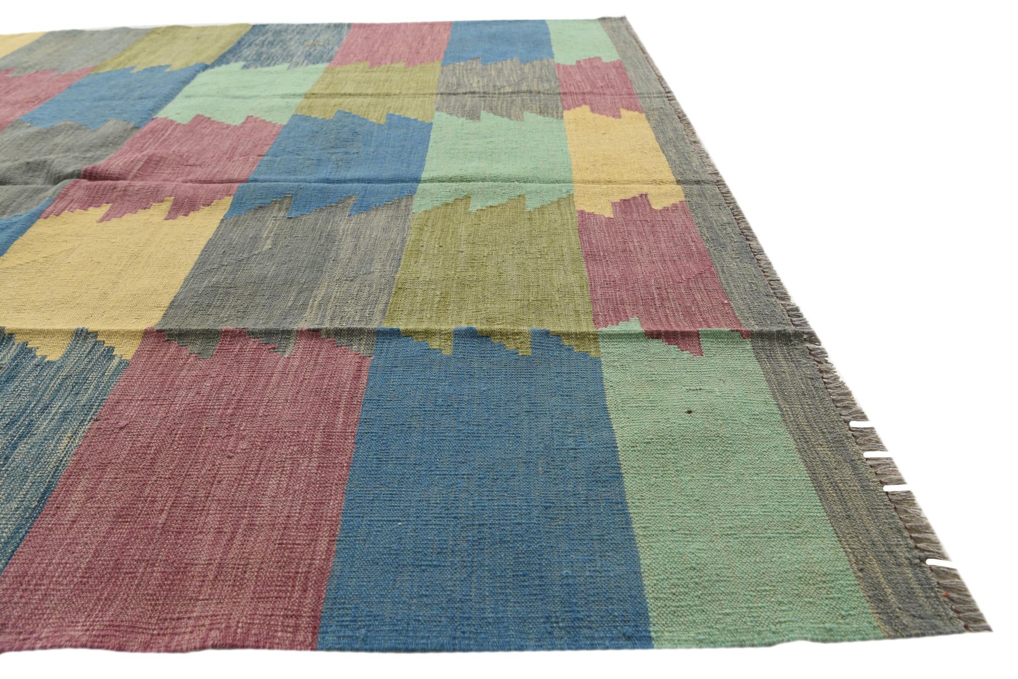 6' 7 x 9' 4 Hand Woven Kilim Modern Wool Rug
