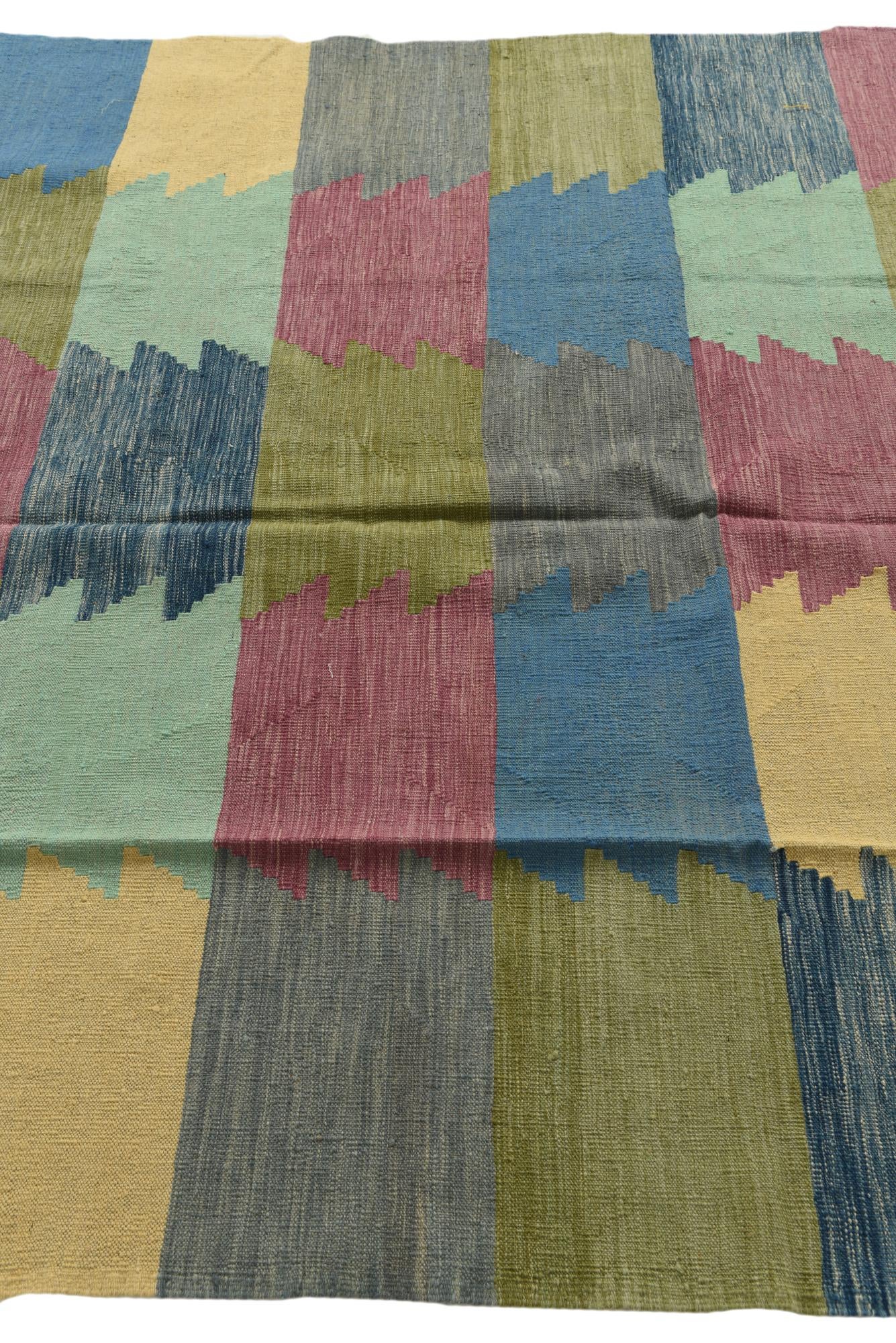 6' 7 x 9' 4 Hand Woven Kilim Modern Wool Rug