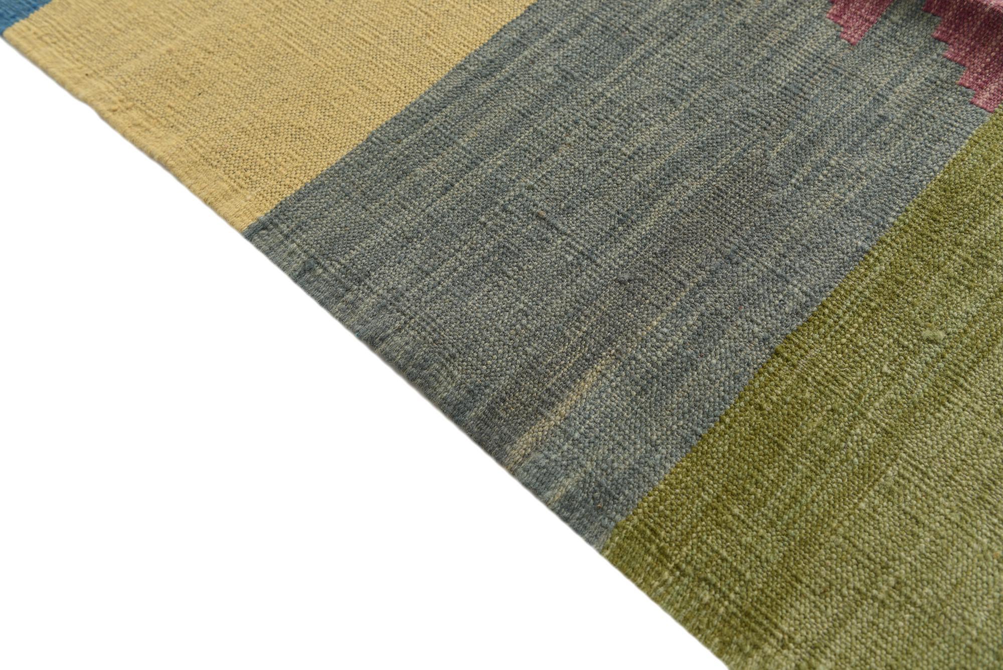 6' 7 x 9' 4 Hand Woven Kilim Modern Wool Rug