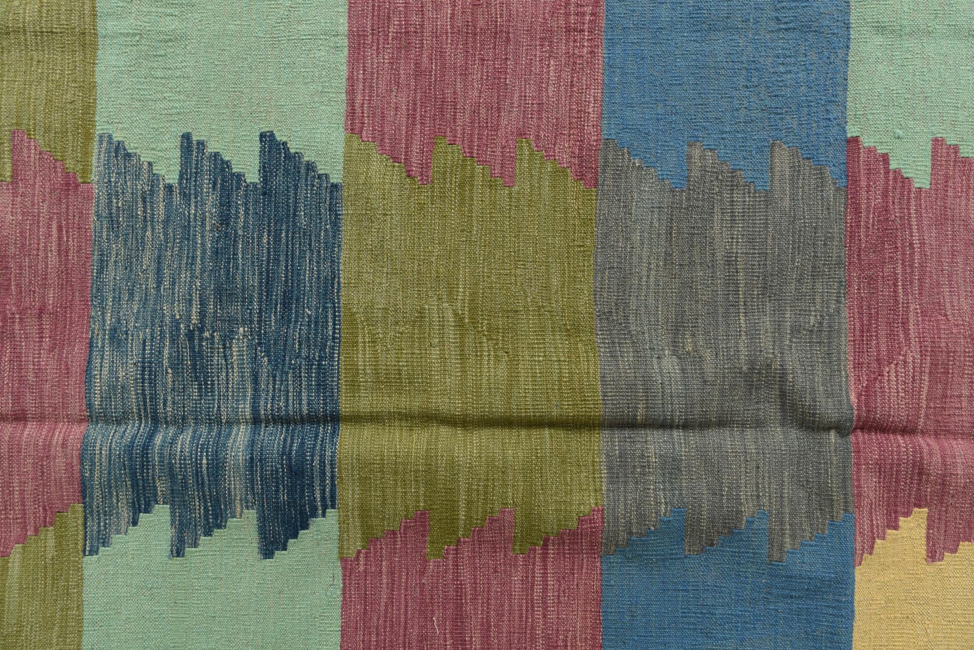 6' 7 x 9' 4 Hand Woven Kilim Modern Wool Rug