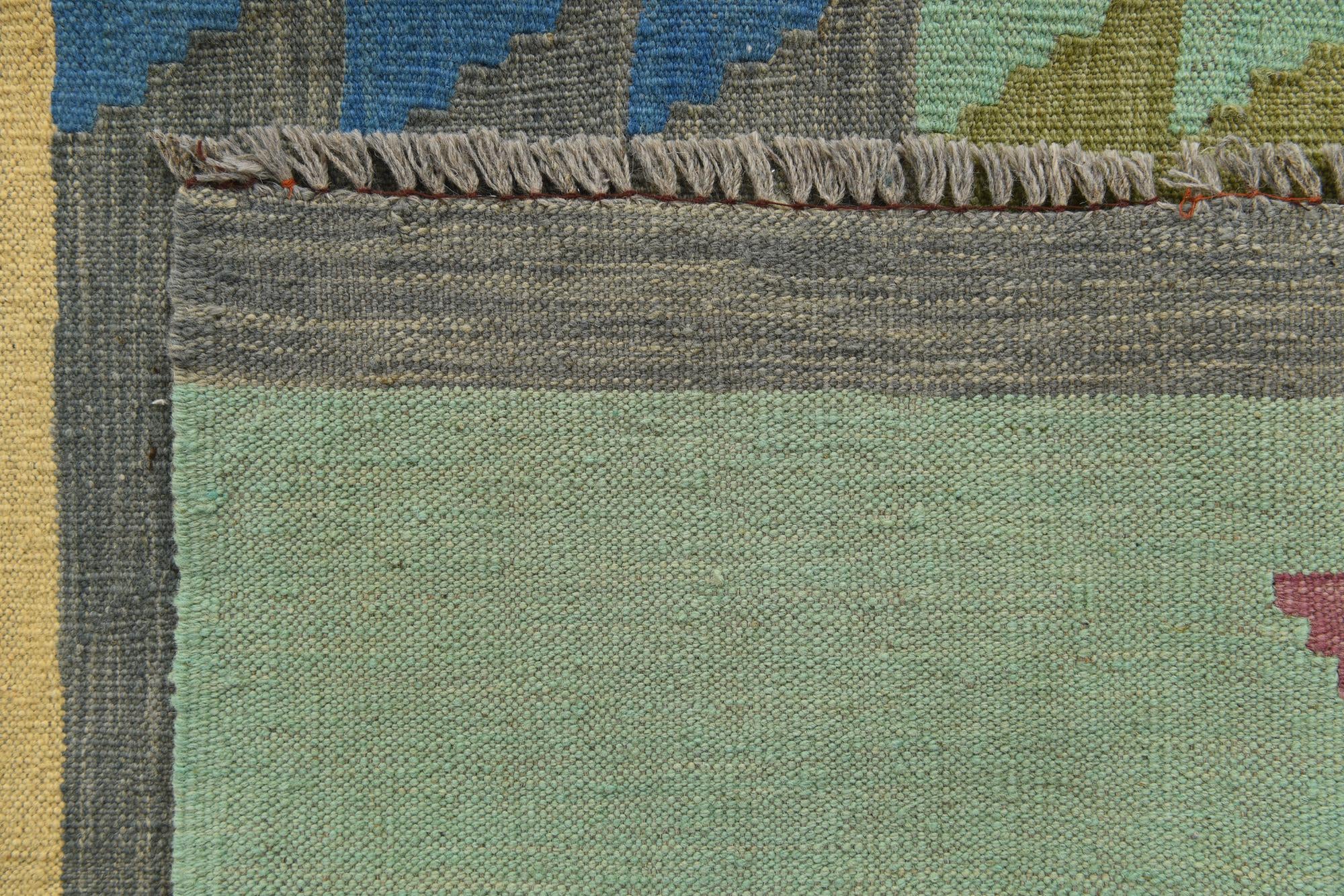 6' 7 x 9' 4 Hand Woven Kilim Modern Wool Rug