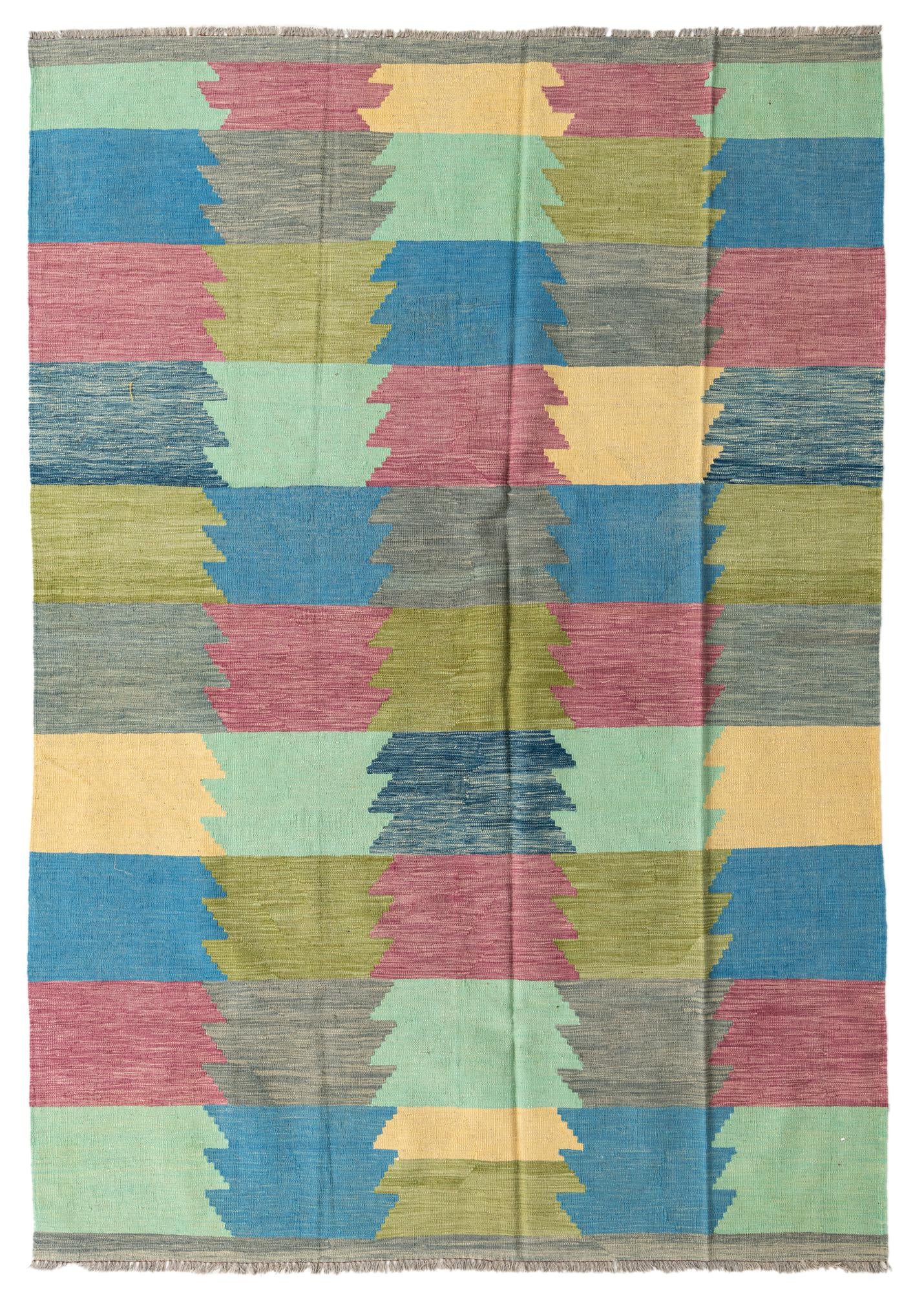 6' 7 x 9' 4 Hand Woven Kilim Modern Wool Rug