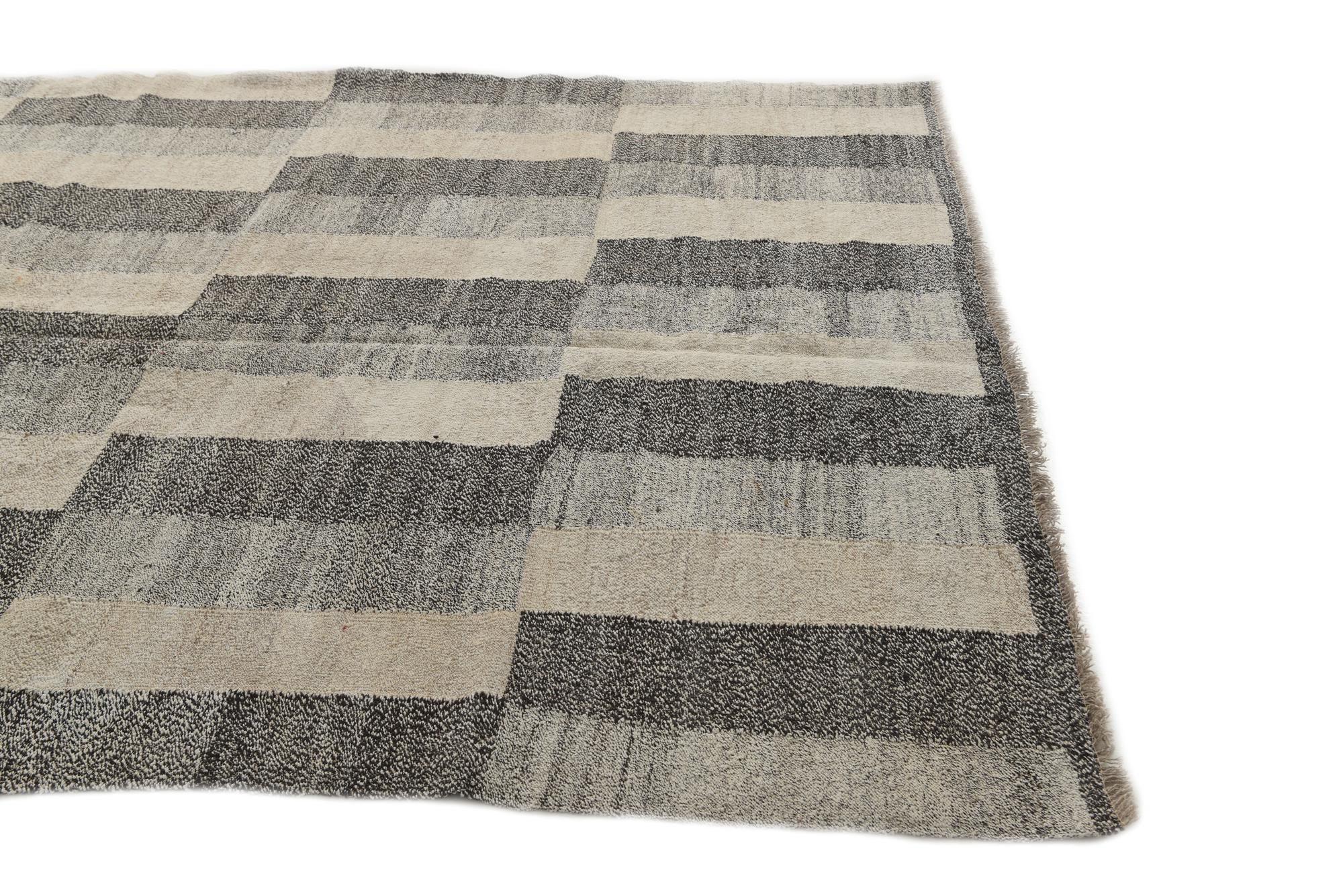 6' 10 x 9' 6 Hand Woven Kilim Modern Wool Rug