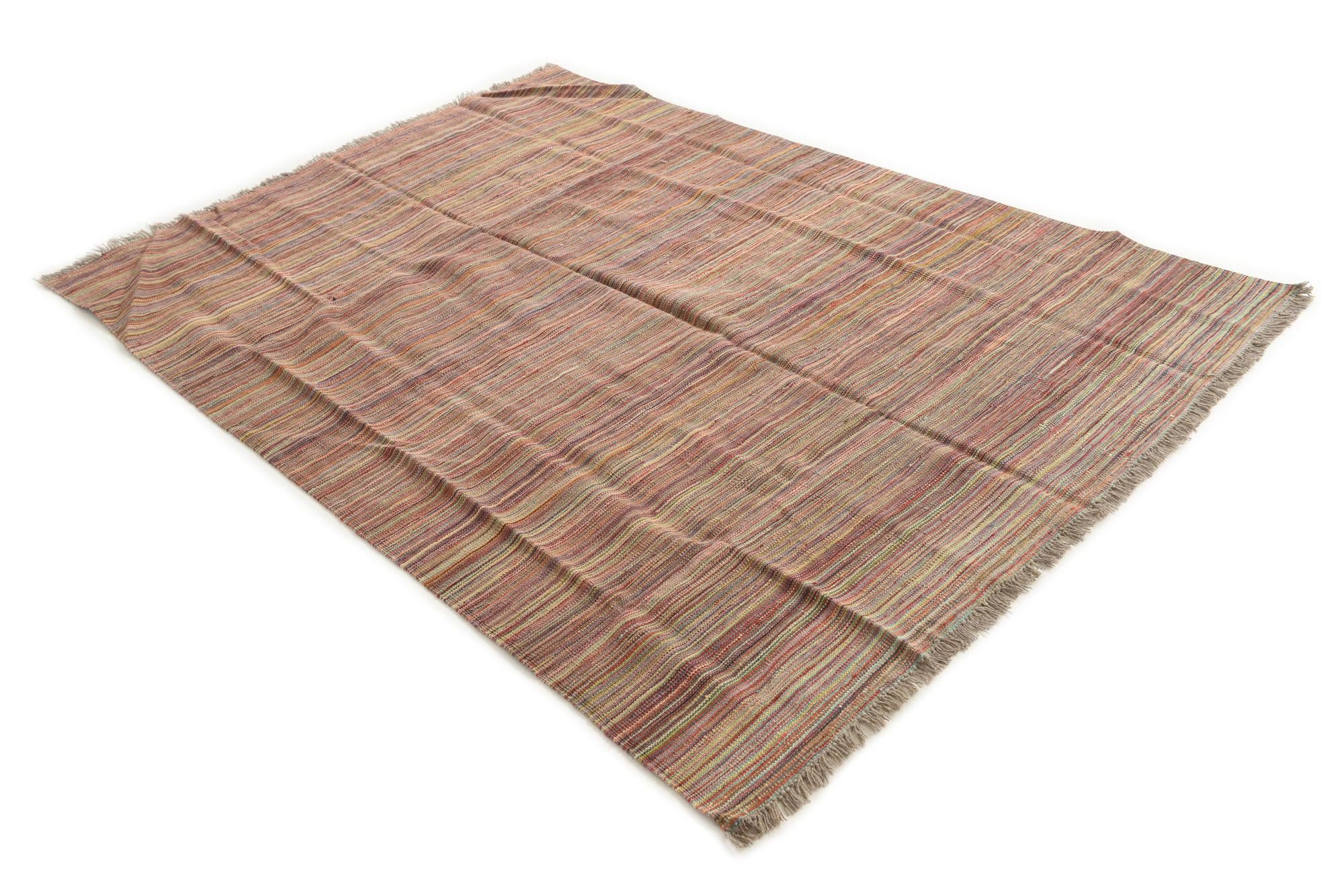 5' 8 x 8' 3 Hand Woven Kilim Modern Wool Rug