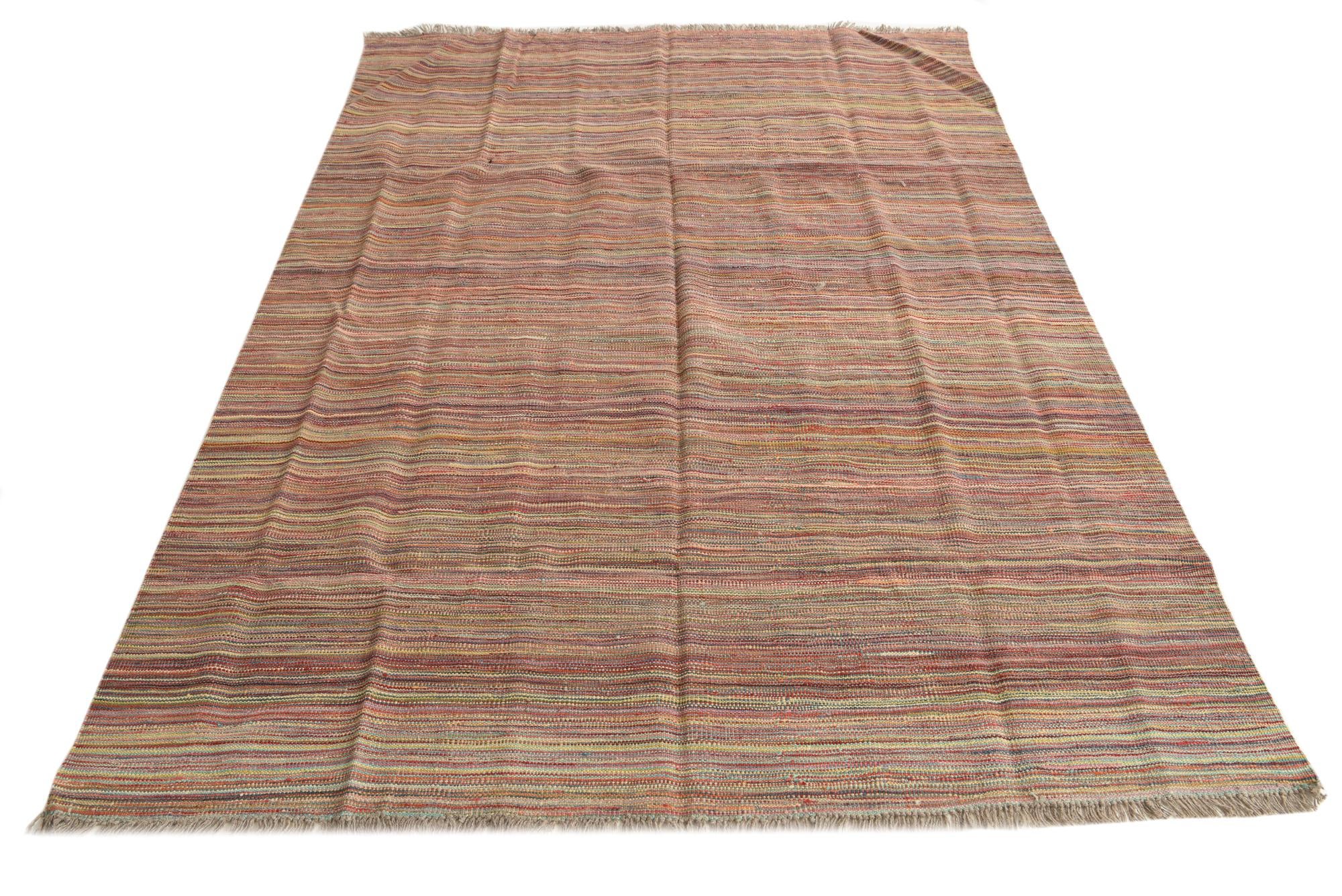 5' 8 x 8' 3 Hand Woven Kilim Modern Wool Rug