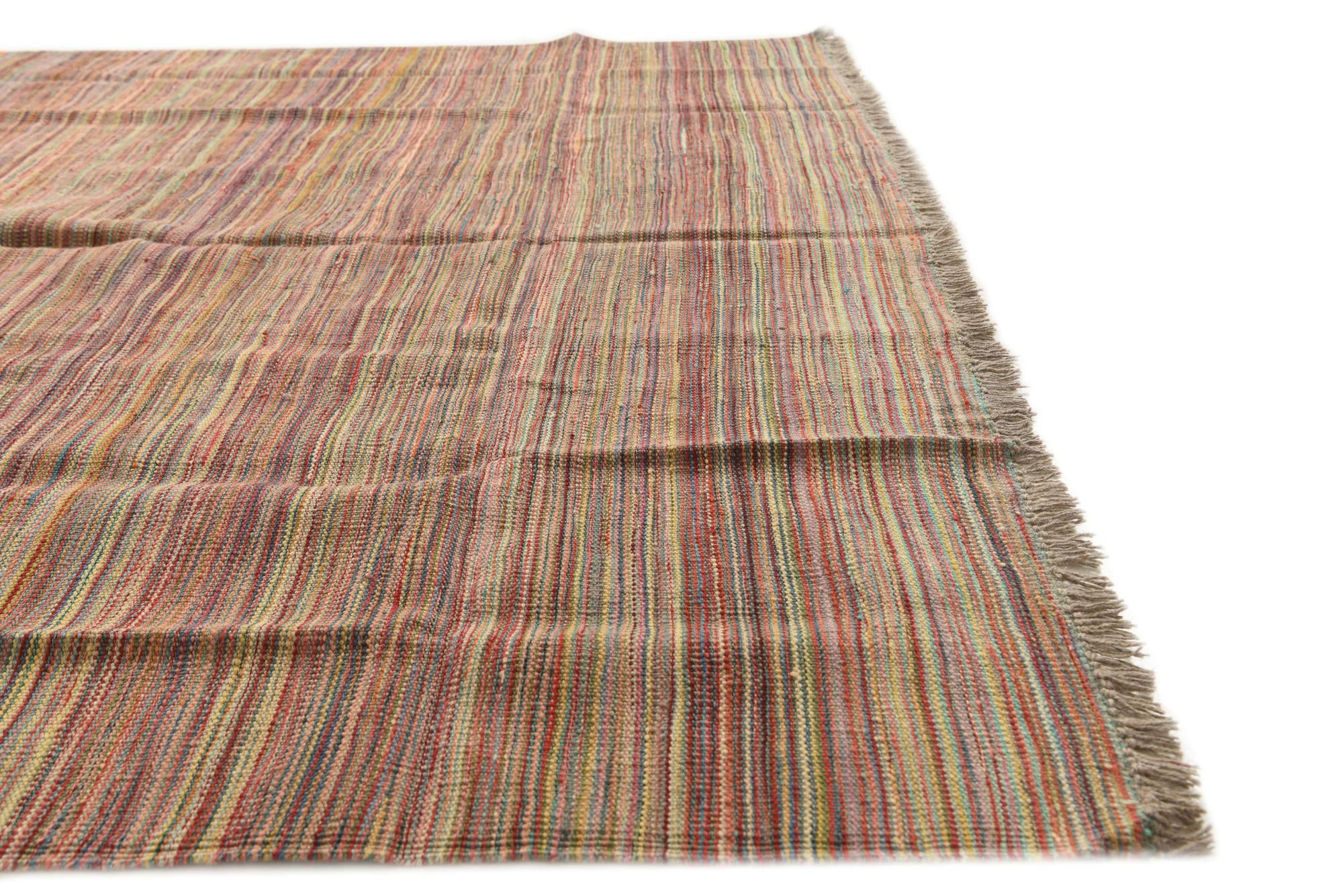5' 8 x 8' 3 Hand Woven Kilim Modern Wool Rug