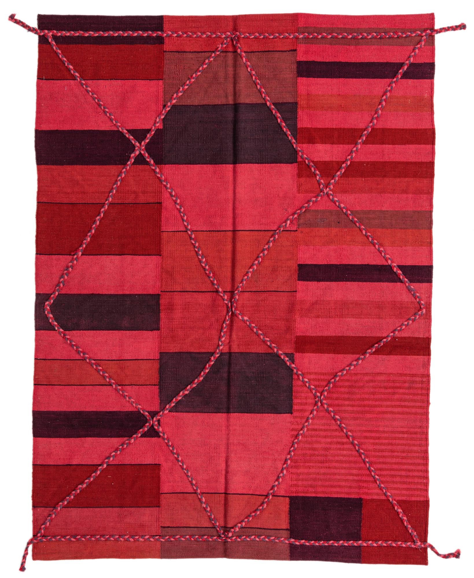 4' 8 x 6' 4 Hand Woven Kilim Modern Wool Rug