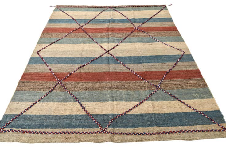 Detail image of 6' 5 x 8' 1 Hand Woven Kilim Modern Wool Rug