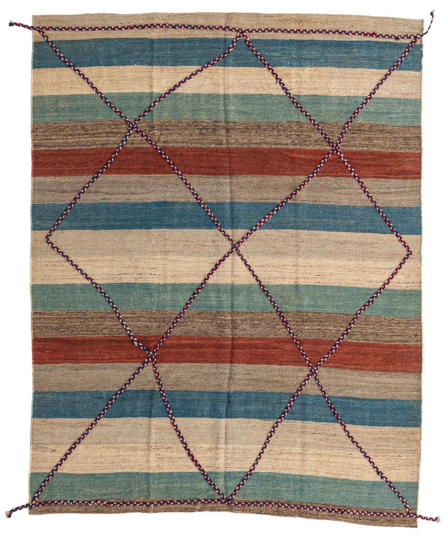 6' 5 x 8' 1 Hand Woven Kilim Modern Wool Rug