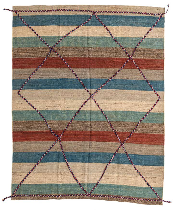 6' 5 x 8' 1 Hand Woven Kilim Modern Wool Rug