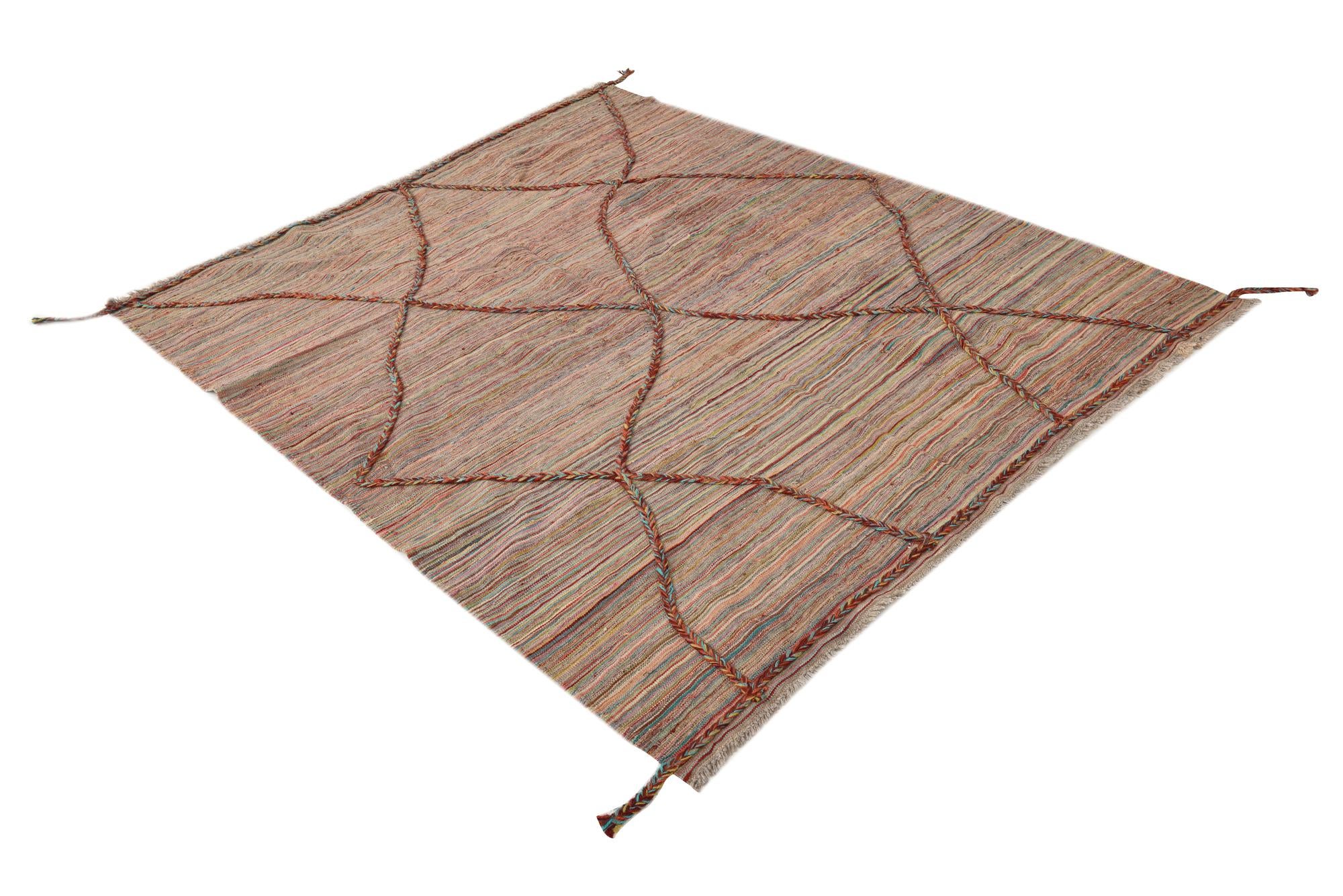 5' 8 x 7' 1 Hand Woven Kilim Modern Wool Rug