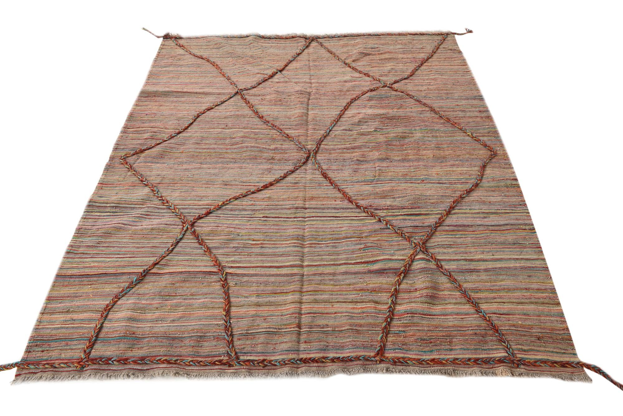 5' 8 x 7' 1 Hand Woven Kilim Modern Wool Rug
