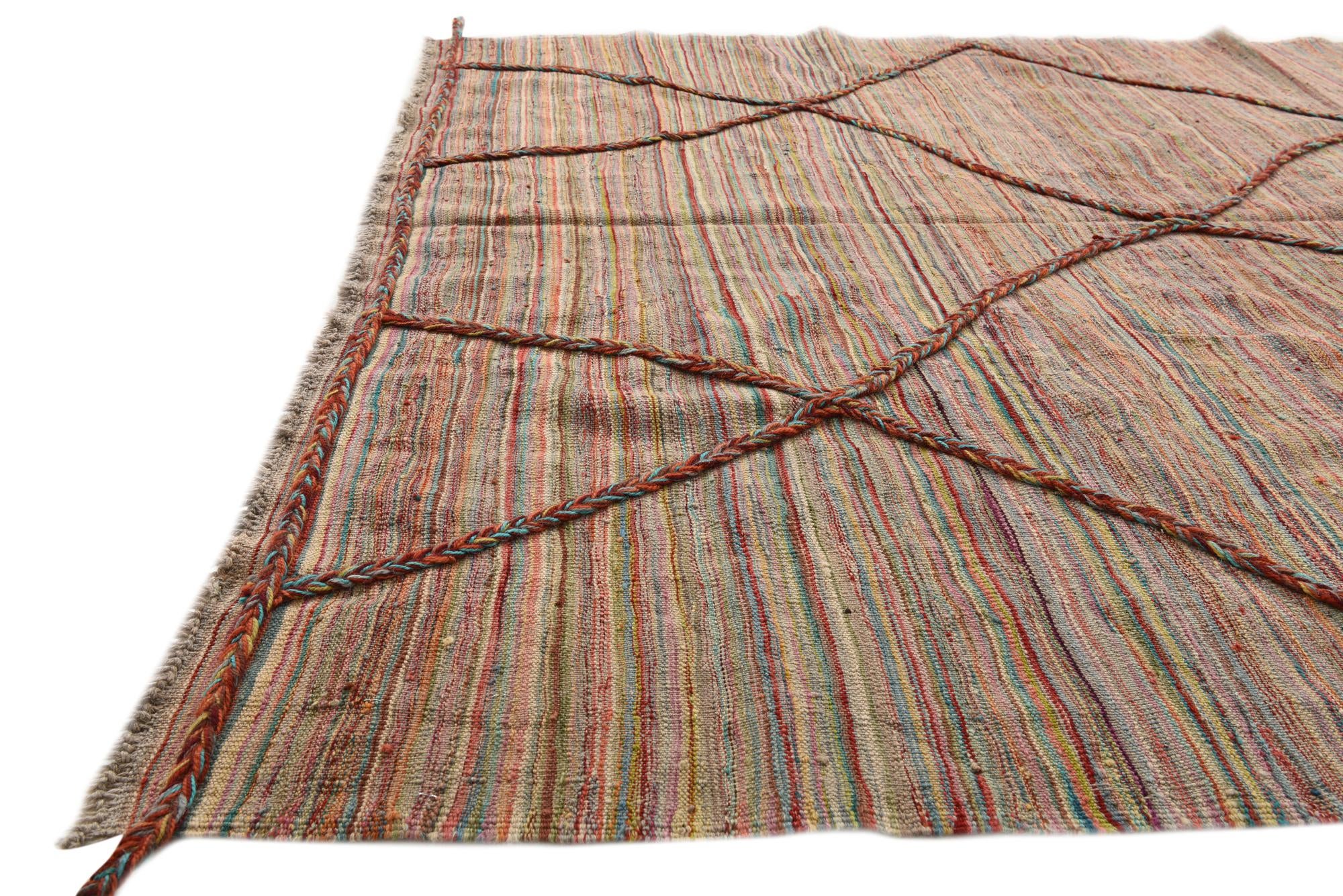5' 8 x 7' 1 Hand Woven Kilim Modern Wool Rug