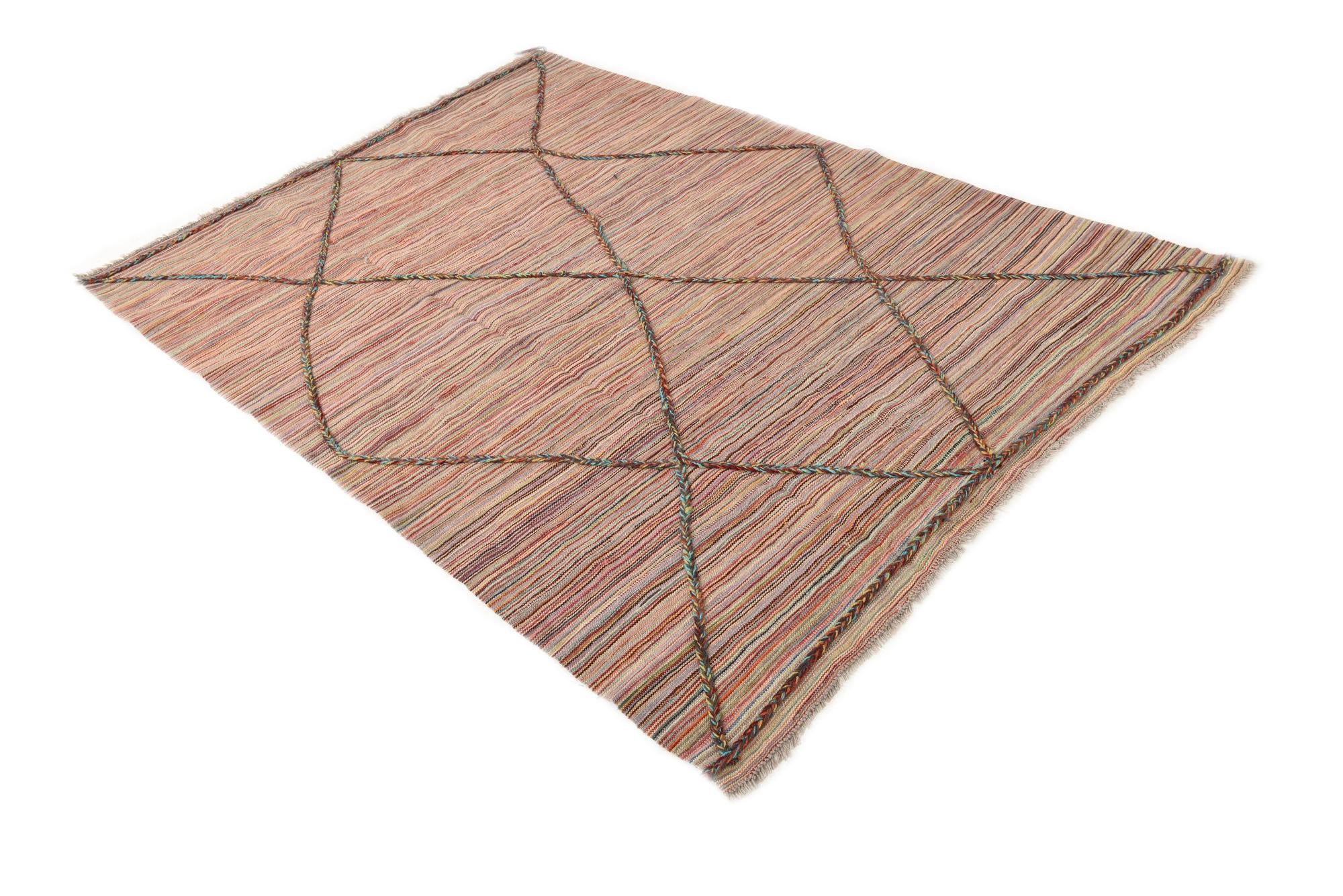 5' 4 x 7' 4 Hand Woven Kilim Modern Wool Rug