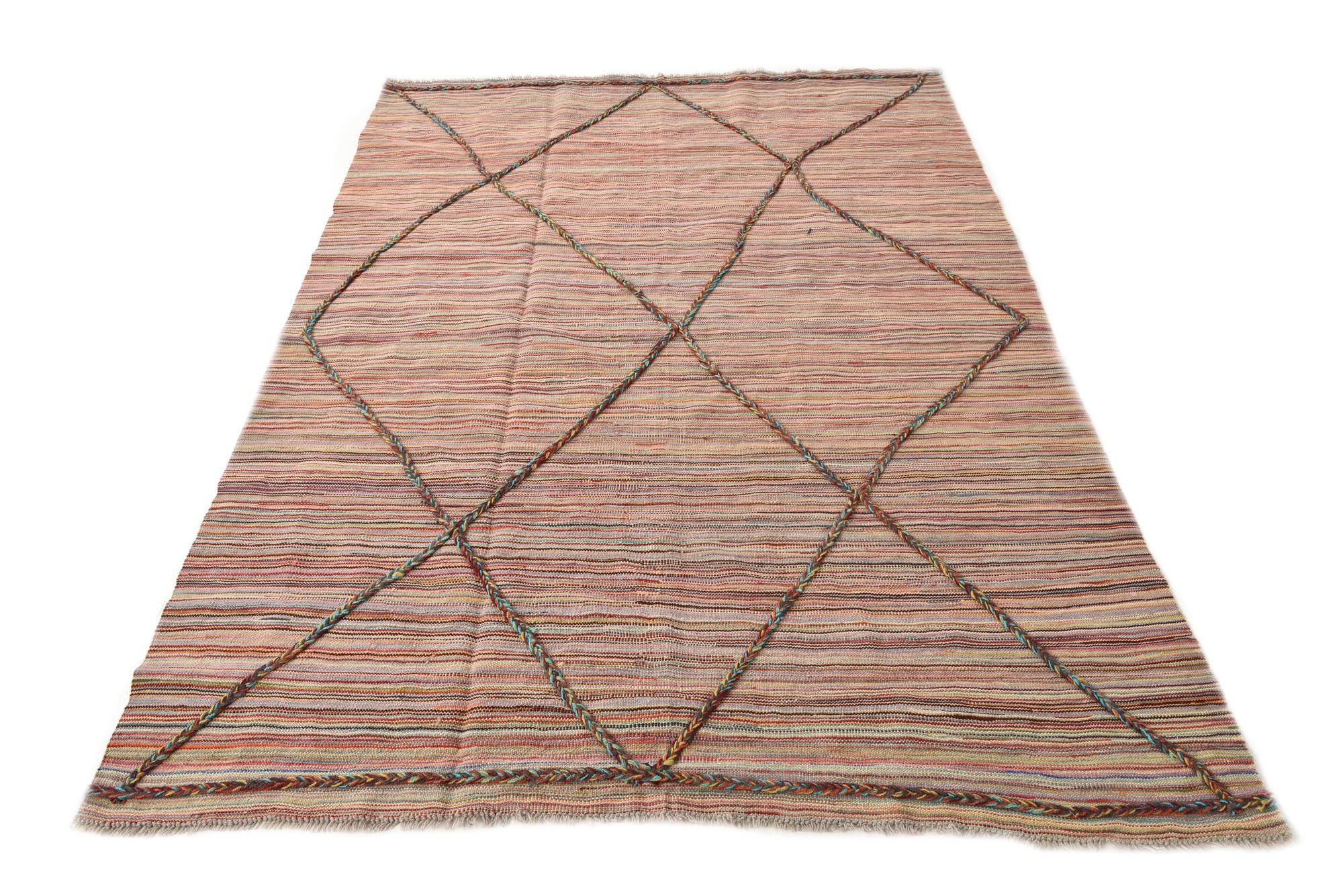 5' 4 x 7' 4 Hand Woven Kilim Modern Wool Rug