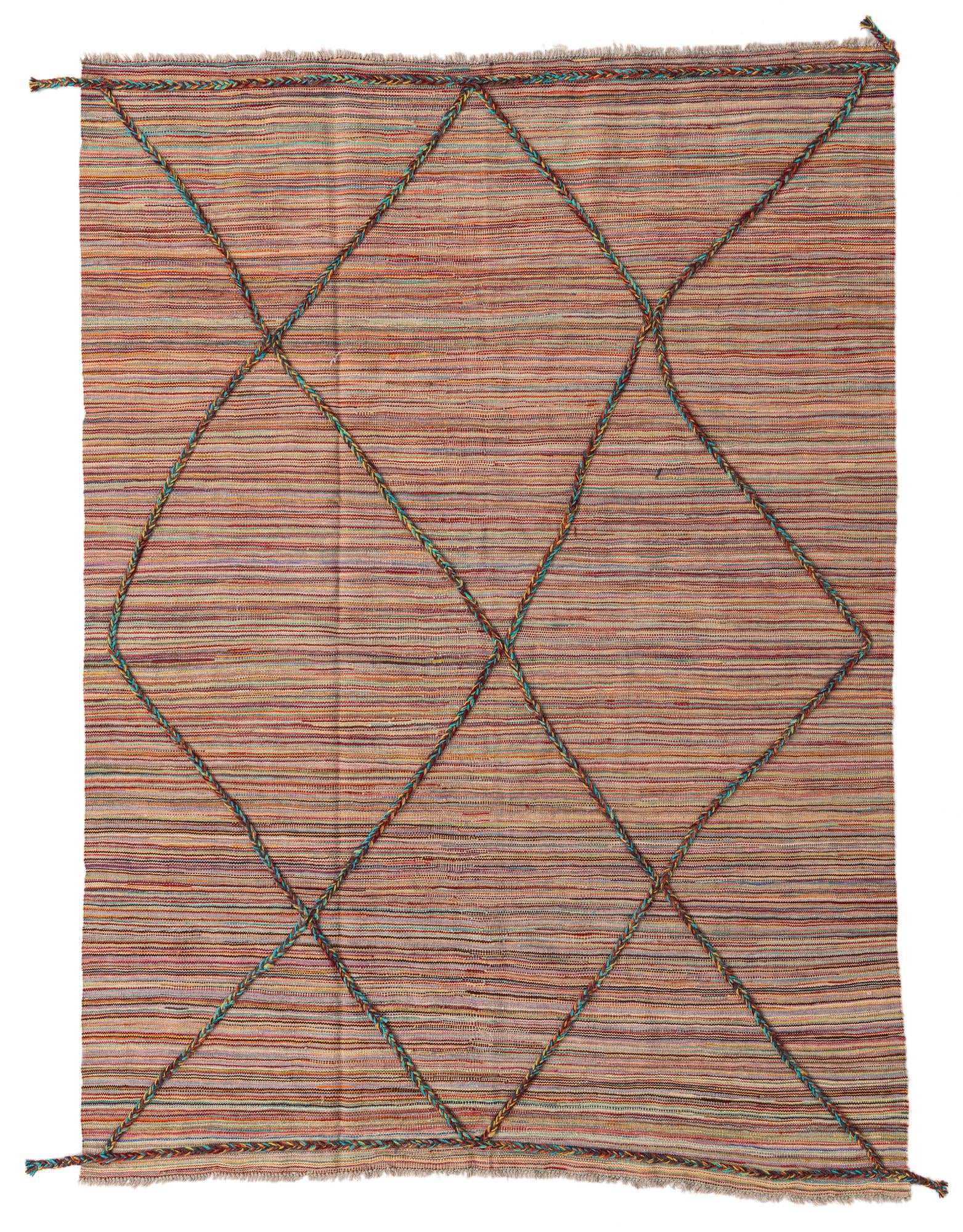 5' 4 x 7' 4 Hand Woven Kilim Modern Wool Rug