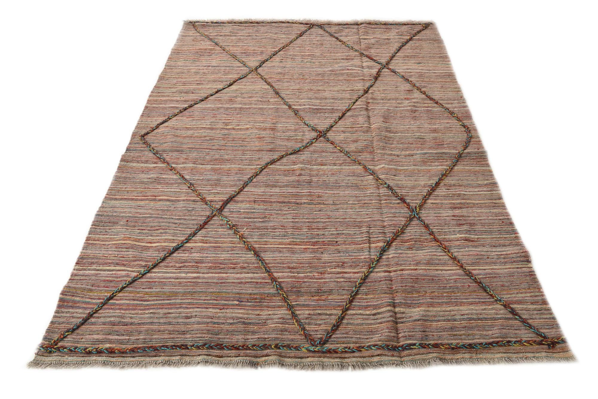 5' 4 x 7' 9 Hand Woven Kilim Modern Wool Rug