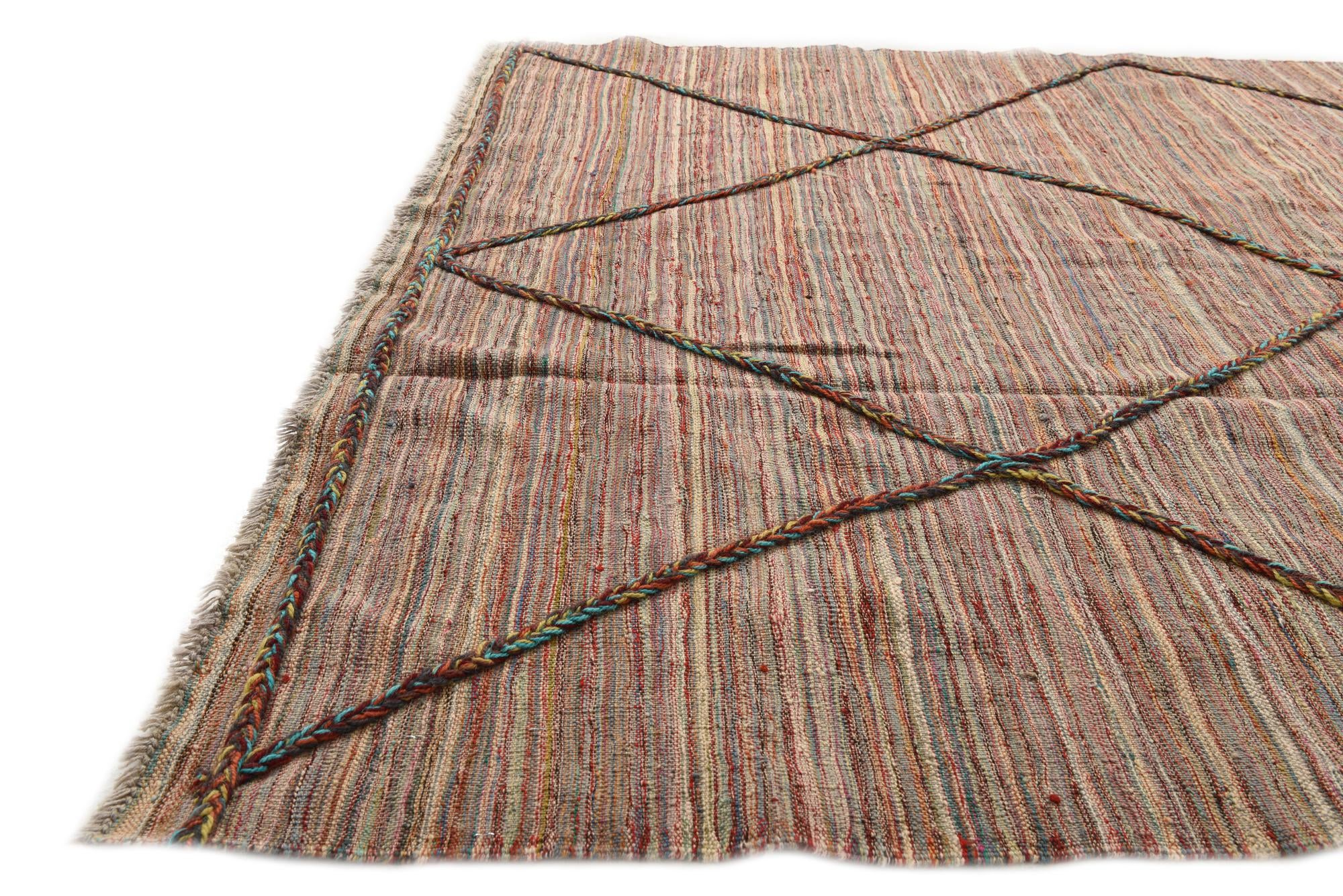 5' 4 x 7' 9 Hand Woven Kilim Modern Wool Rug