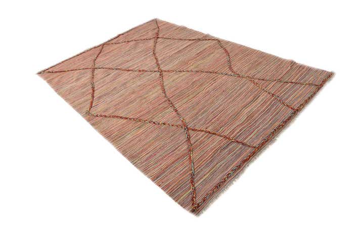 5' 8 x 8' Hand Woven Kilim Modern Wool Rug