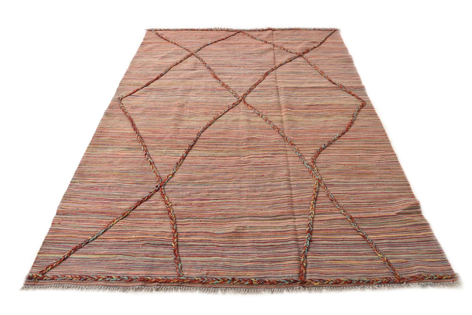 5' 8 x 8' Hand Woven Kilim Modern Wool Rug