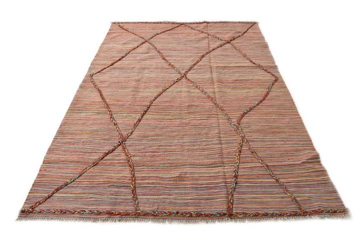 5' 8 x 8' Hand Woven Kilim Modern Wool Rug