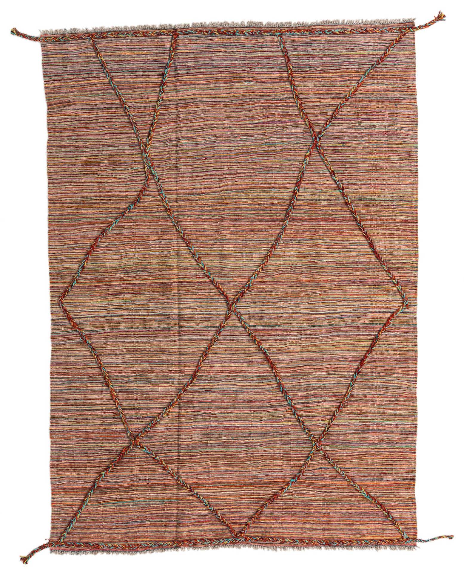 5' 8 x 8' Hand Woven Kilim Modern Wool Rug