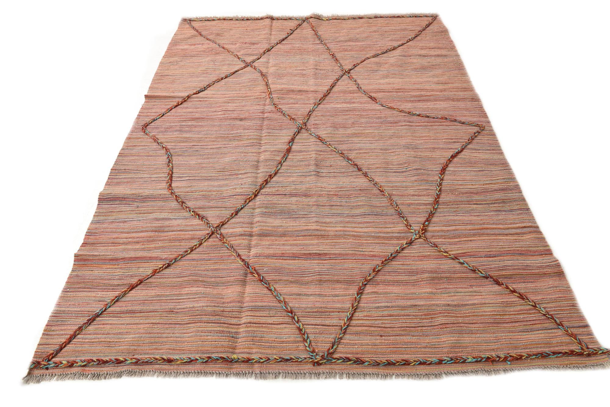 5' 10 x 8' 5 Hand Woven Kilim Modern Wool Rug