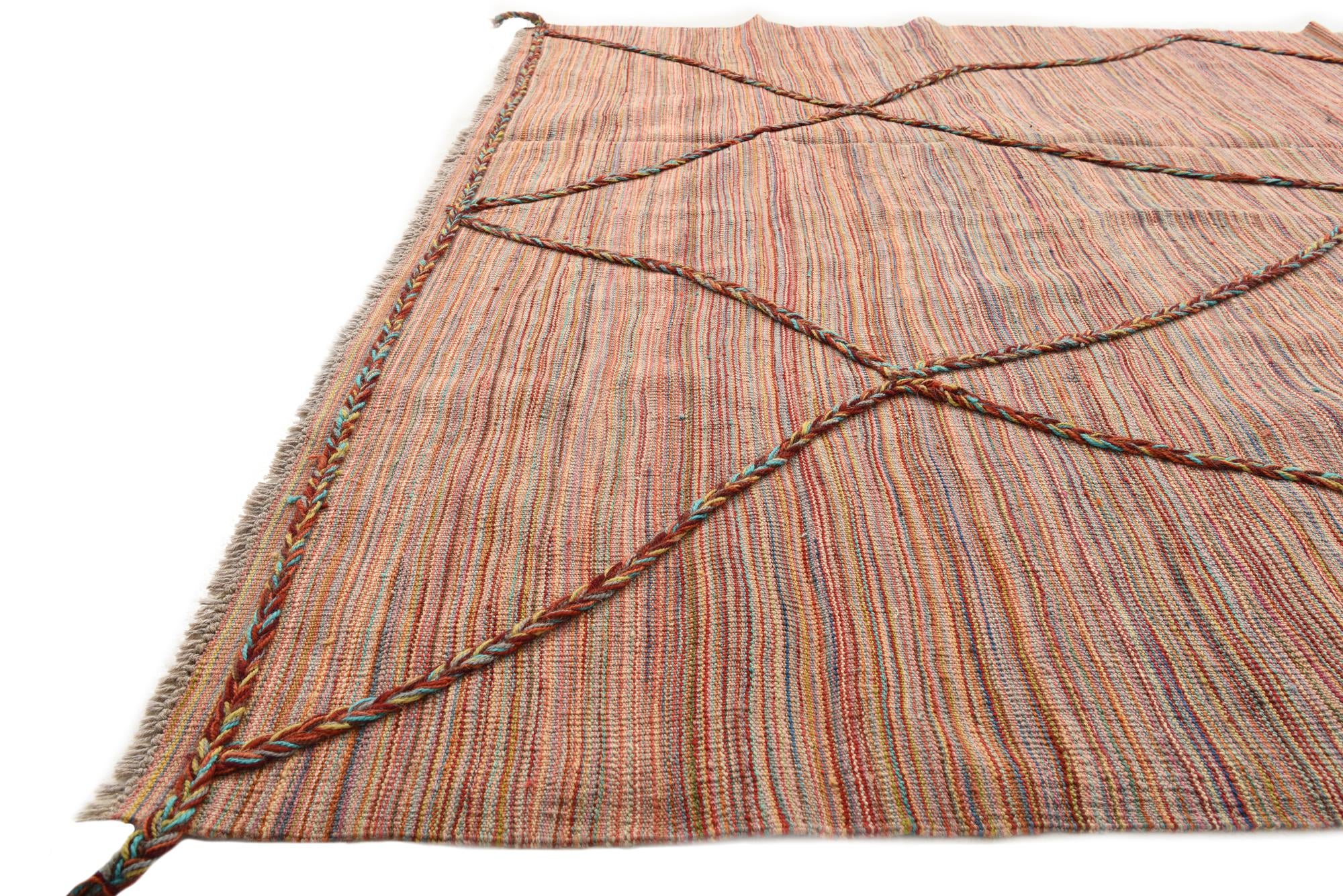 5' 10 x 8' 5 Hand Woven Kilim Modern Wool Rug