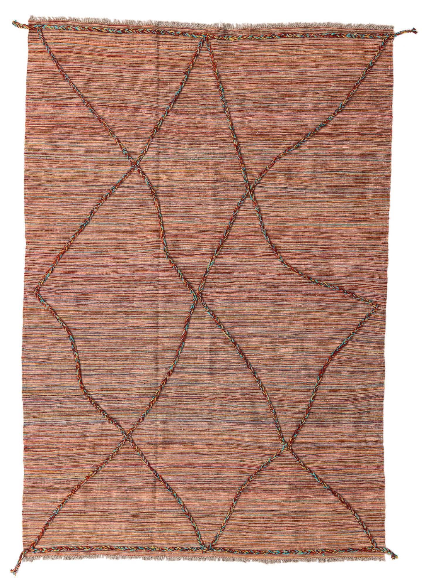 5' 10 x 8' 5 Hand Woven Kilim Modern Wool Rug